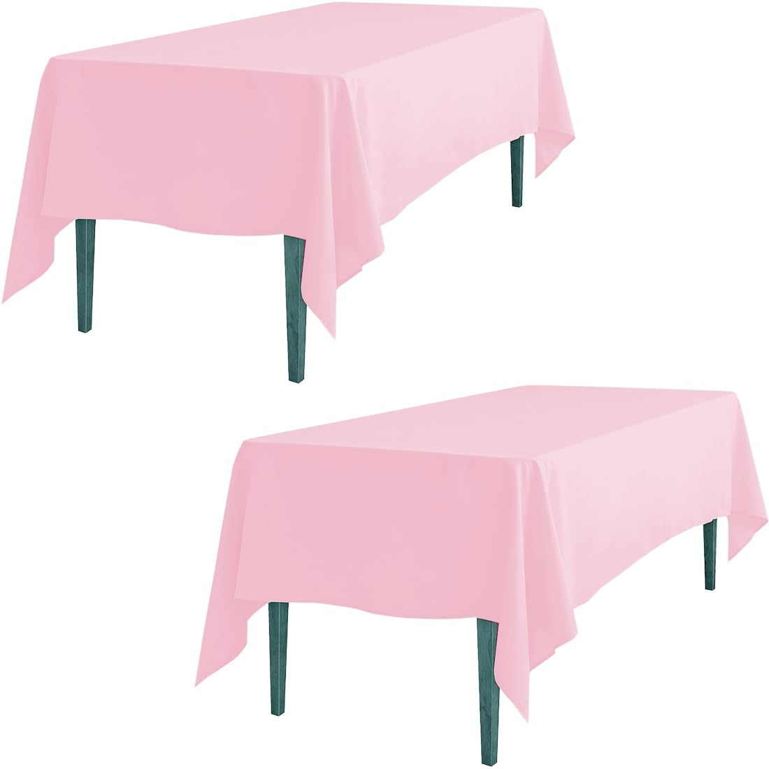 Ltc Linens 2 Pack Pink Rectangular Tablecloths 60 X 102 Inches For 6 Feet Rectangle Banquet Tables With Half-Drop - Stain And Wr