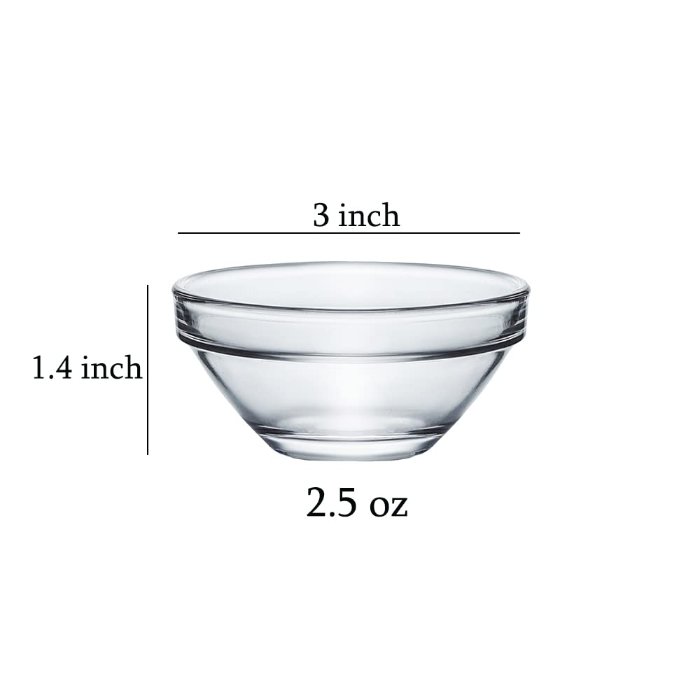 Jhnif 12Pcs Clear Glass Soy Sauce Dipping Bowls Side Dishes For Snack Sushi Fruit Appetizer Dessert. 3 Inch