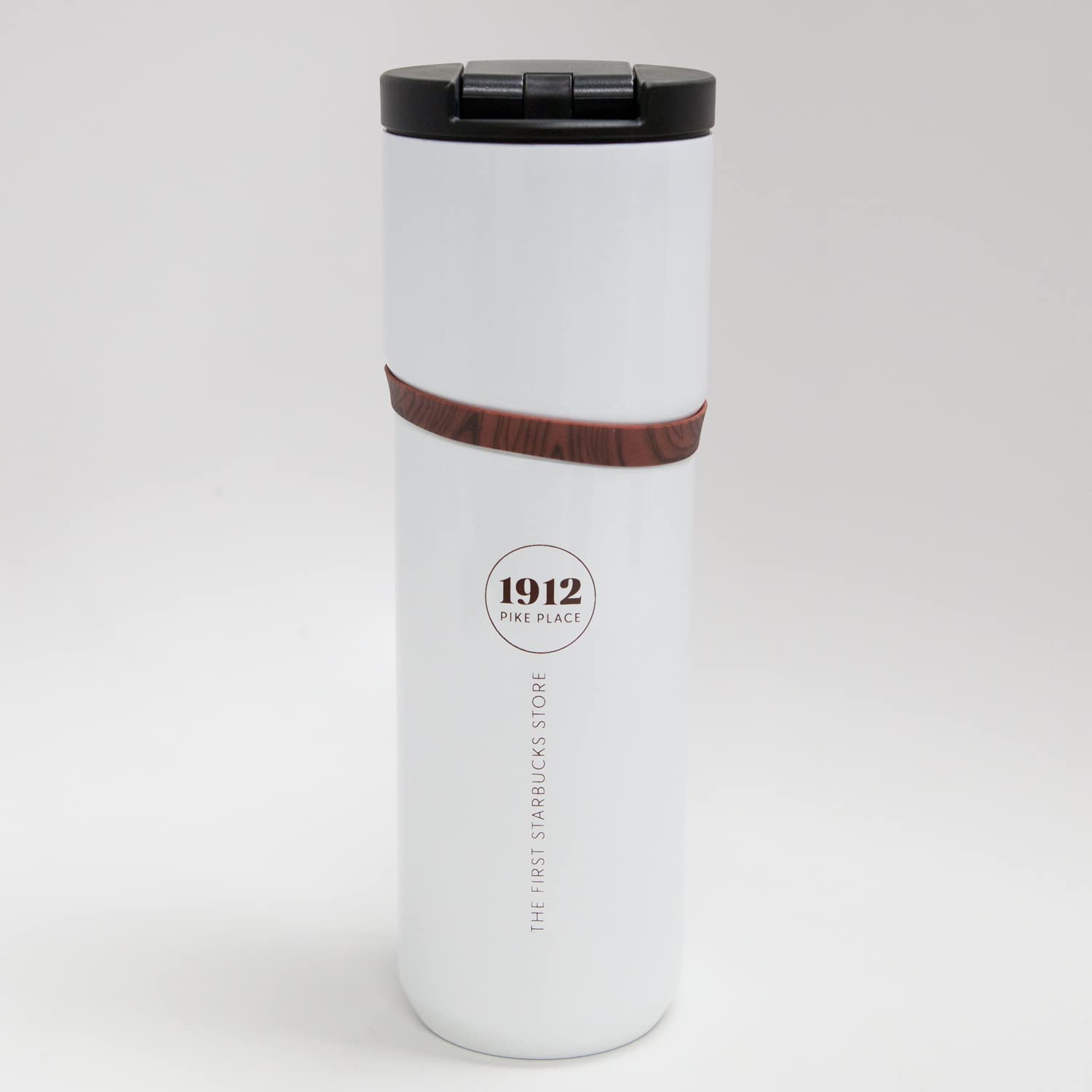 Starbucks The First Store Pike Place Stainless-Steel Tumbler (16 Oz, White)