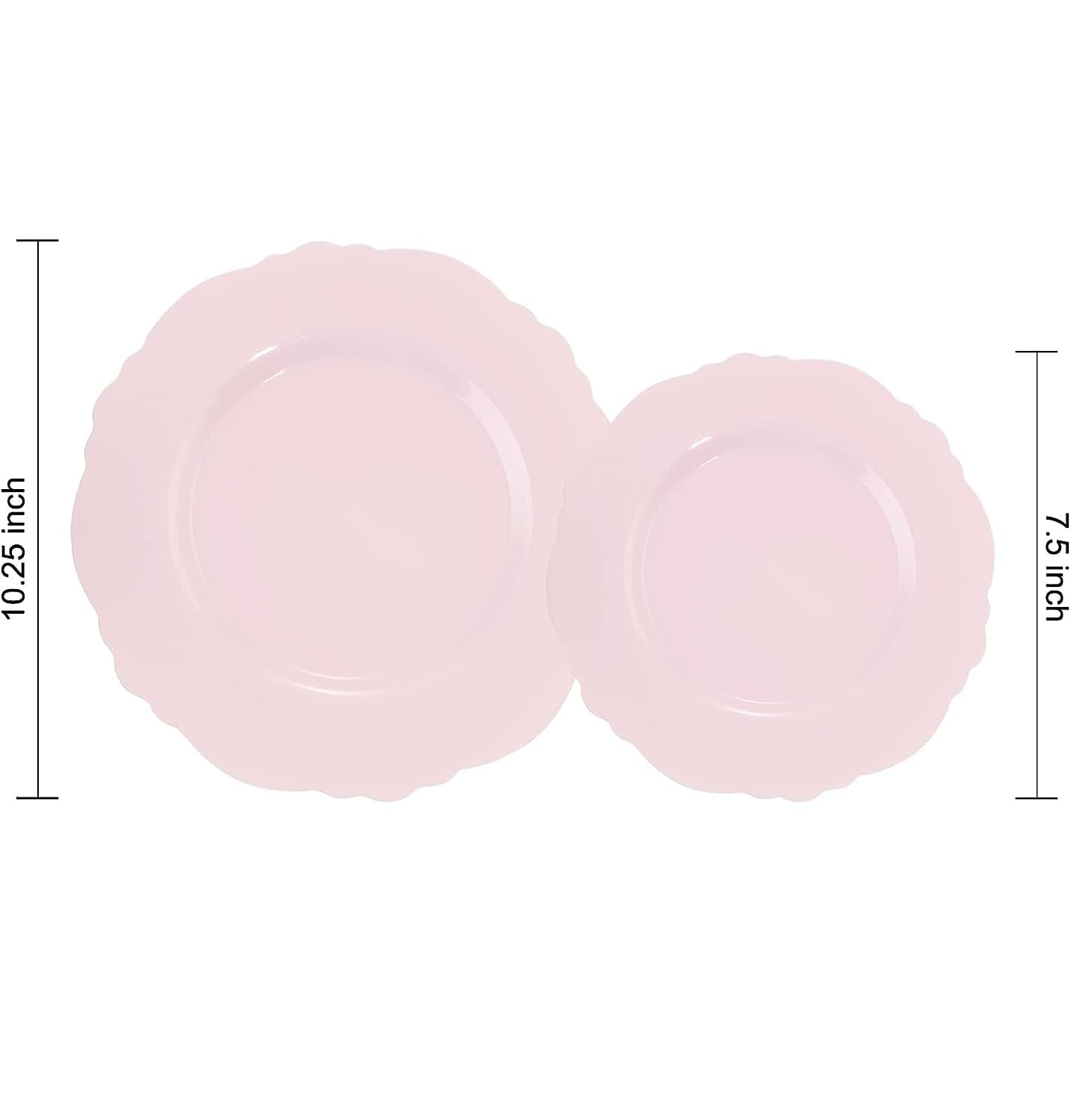 WDF 60pcs Pink Plastic Plates - Baroque Pink Disposable Plates Including 30 Pink Dinner Plates 10.25inch  30 Pink Dessert Plates 7.5inch for Upscale Wedding &Parties