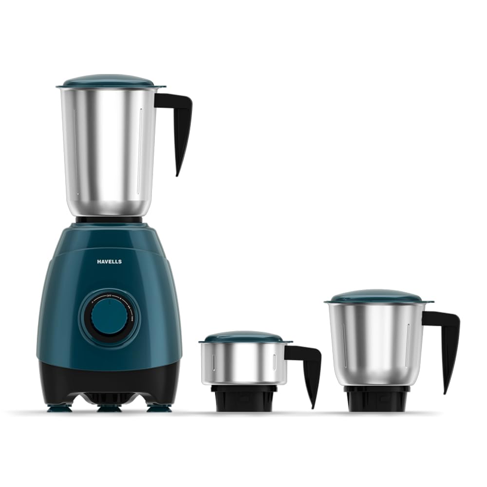 Havells Eso 750 Watt Mixer Grinder | 3 Stainless Steel Jars With Handles | 304 Rust-Resistant Ss Blades | 21000 Rpm High-Speed M