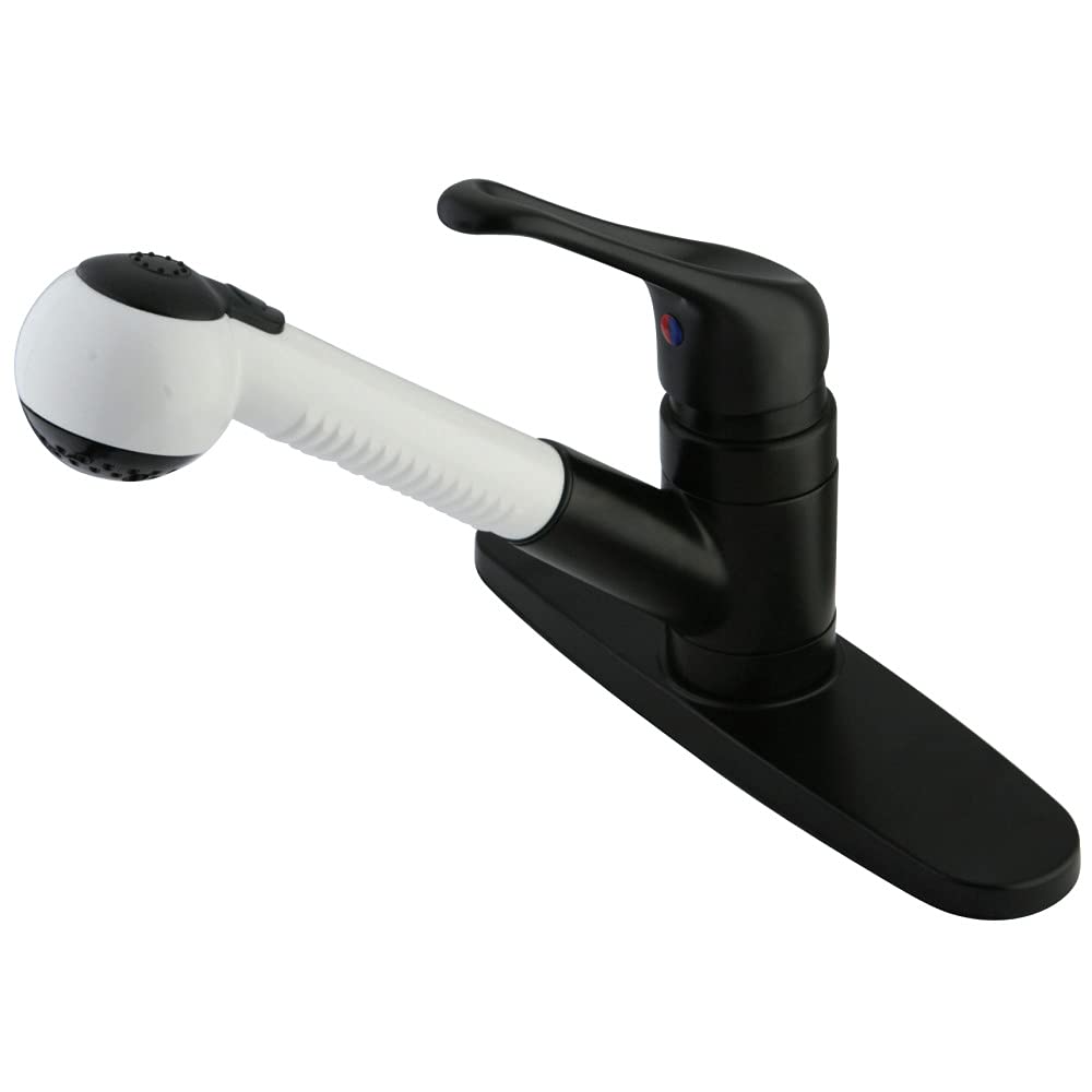 Kingston Brass KB705 Wyndham Single Loop Handle Pull-Out Kitchen Faucet With Sprayer  Oil Rubbed Bronze