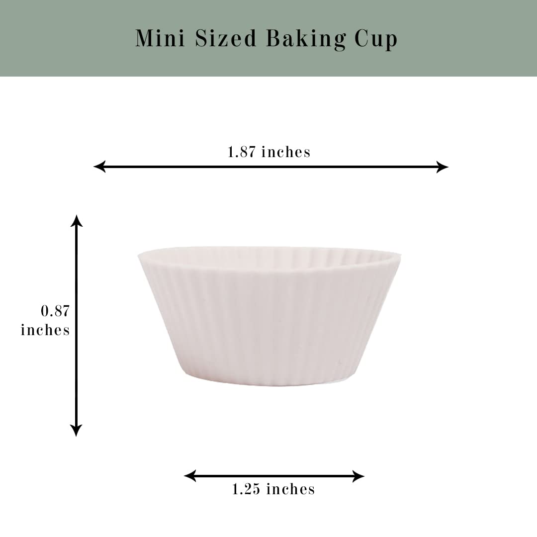 The Silicone Kitchen Reusable Silicone Baking Cups - Designer White, Non-Toxic, Bpa Free, Dishwasher Safe (Pack Of 24, Mini)