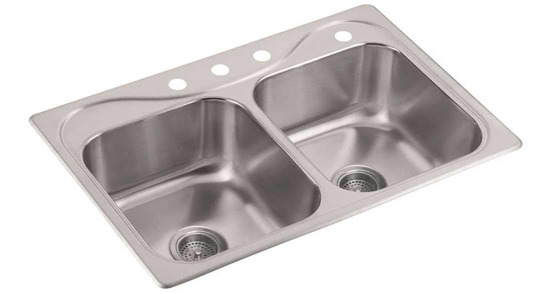 Sterling 11402-4-Na Southhaven 33-Inch By 22-Inch Top-Mount Double Equal Bowl Kitchen Sink, Stainless Steel