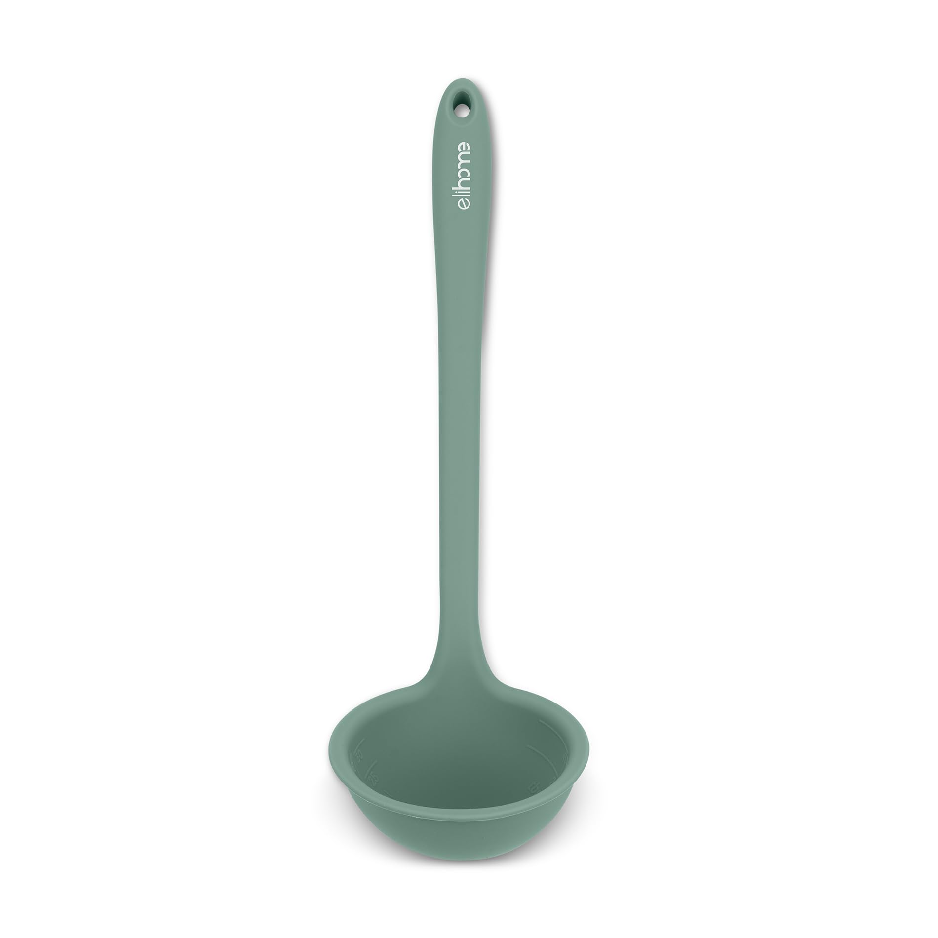 Elihome Classic 10.5 inch Silicone Soup Ladle Cooking Spoon: 600F Heat Resistant 2 oz Nonstick Seamless Deep Serving Spoon with