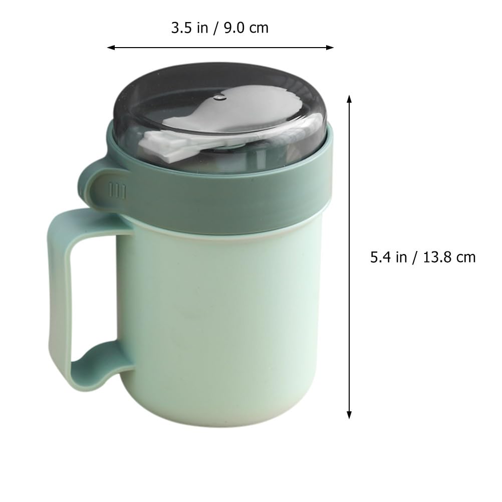 DOITOOL Microwavable Soup Mug with Lid, Portable Cereal Cup - Green, Polypropylene, Model TU25KHJ0215T18U3T5