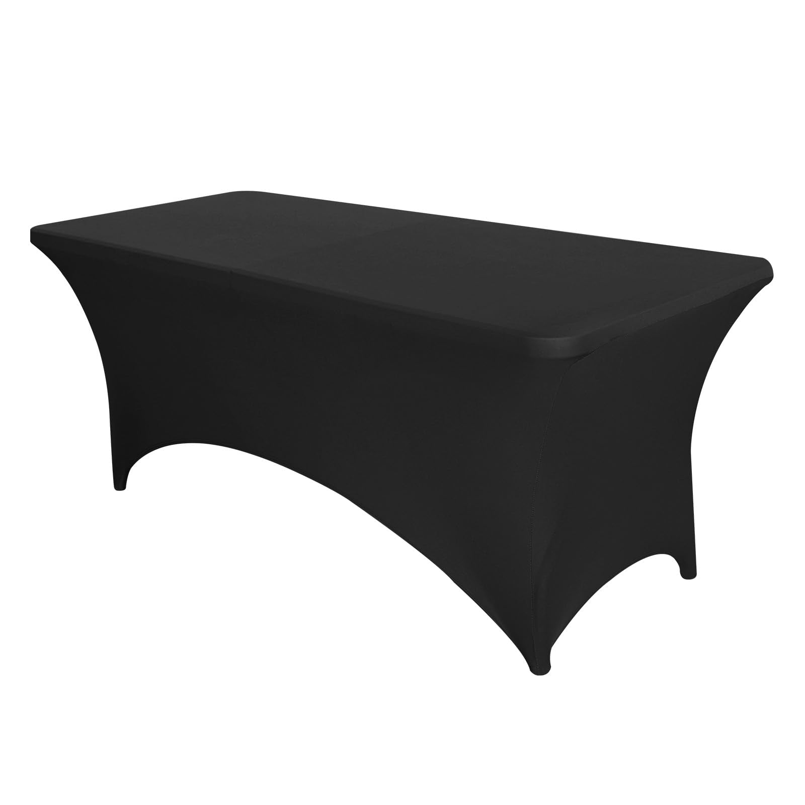 CWK 6FT Stretch Spandex Table Cover for Rectangular Tables - Elastic Fitted Tablecloth for Folding Tables, Wrinkle Resistant, Du