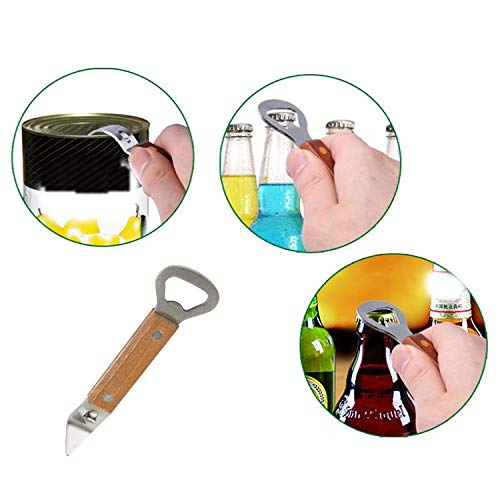 Smart Cook Bottle Opener Can Punch Opener - Dual-Sided Manual Stainless Steel Can Opener With Riveted Wood Handle, Set Of 2 Unit