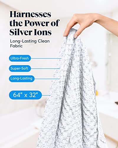 SUTERA - Silverthread Waffle Towel California - Grown Pima Cotton  Quick Drying  Ultra Soft  Lightweight and Absorbent - Waffle Weave Design - Luxury Towel (Bath  White) 31'' x 57''