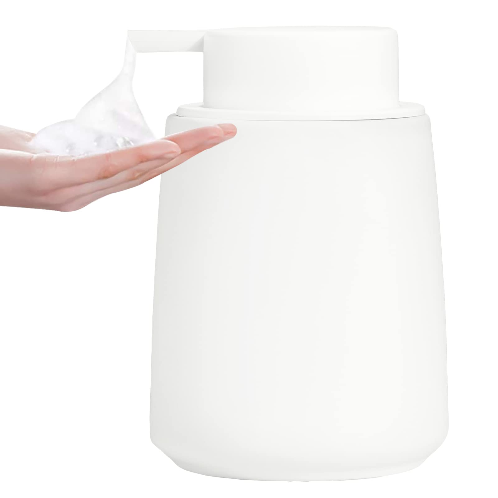 White Foam Hand Soap Dispenser - 12Oz Ceramic Foaming Soap Dispenser For Bathroom With Easy-To-Press Pump, Refillable Liquid Lot