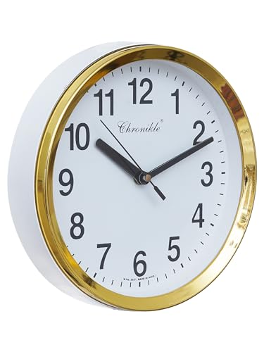 Chronikle Elegant Round Plastic Case White Dial Analog Wall Clock For Living Room Home Decorations Office Gifts (Size: 20 X 4.5 