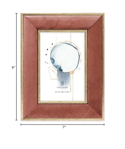 Isaac Jacobs Velvet Picture Frame with Metallic Gold Double Border, Photo Frame, Horizontal & Vertical, Made for Tabletop & Wall
