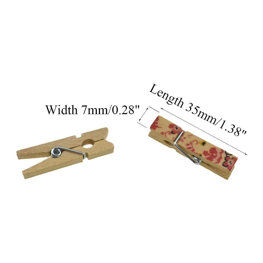 HAHIYO Colorful Painted Wooden Clothes Pins Clothespins Small Aviod Fall Apart 1.38 Inches Length 50 Pack Strong Springs No Rust No Discoloration for Laundry Bathroom DIY Craft Photos Food Opened Bags