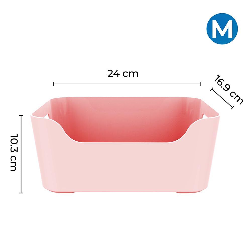 KOLORR Jolly Plastic Medium Basket with Handle for Storage Box| Multipurpose Light Weight Plastic Baskets organiser for Clothes