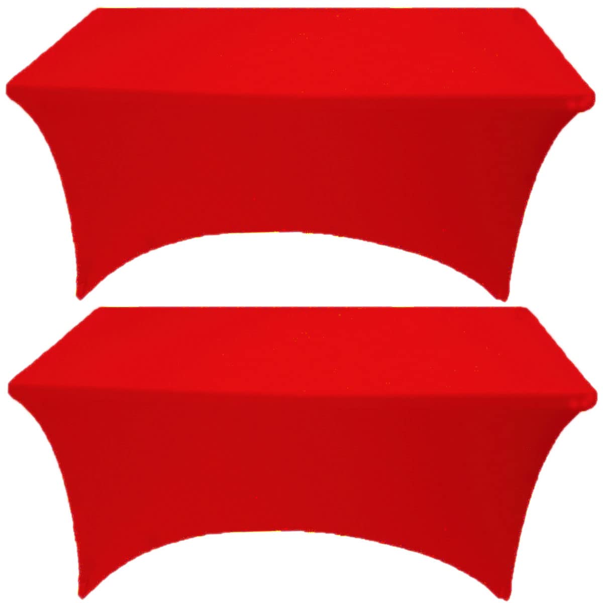 Gowinex 2 Pack 8Ft Red Spandex Tablecloth Stretch Fitted Table Cover For Rectangular Table Event, Wedding, Banquet And Parties