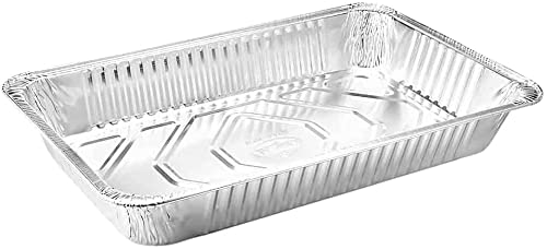 Aluminum Pans Full Size, Large Disposable Roasting & Baking Pan, 21''X13'' Deep Foil Pans (100 Pack) Extra Heavy Duty Chafing Tr