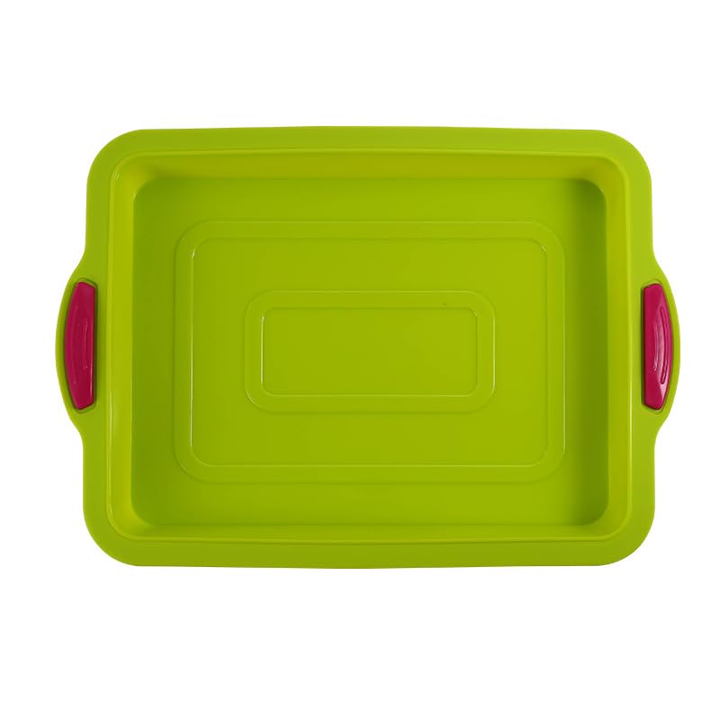 JasCherry Baking Tray, Silicone Mould Cake Pan with Handle Non Stick Flexible Baking Tin Mold Kitchen Bakeware Mould, 34 x 24 cm