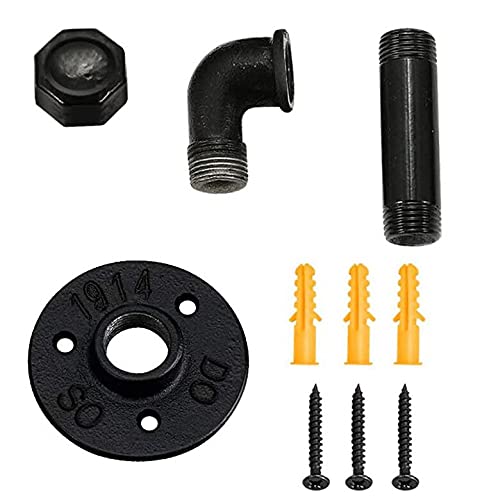 Sunmall Industrial Pipe Coat Hook Racks, Rustic Heavy Duty Wall Hooks For Hanging Clothes, Diy Black Towel Hook, Vintage Towel H