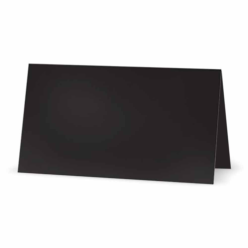 Black Place Cards - Flat Or Tent - 10 Or 50 Pack - White Blank Front With Solid Color Border - Placement Table Name Seating Stat