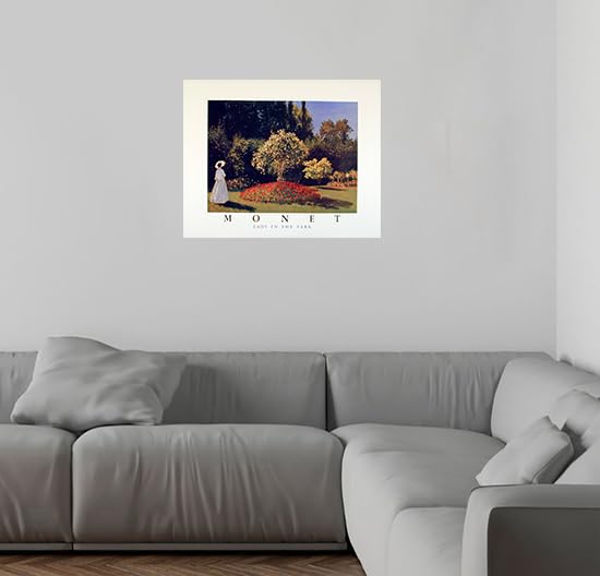 Impressionist Nature Claude Monet Lady In The Park Floral French Wall Decor Art Print Poster (16X20)