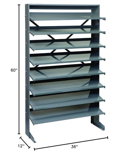 Pick Rack, Slopped, Single Sided, 12D X 36W X 60H, 400 Lbs. Capacity, Includes: (8) Shelves, Steel (Bins Not Included)