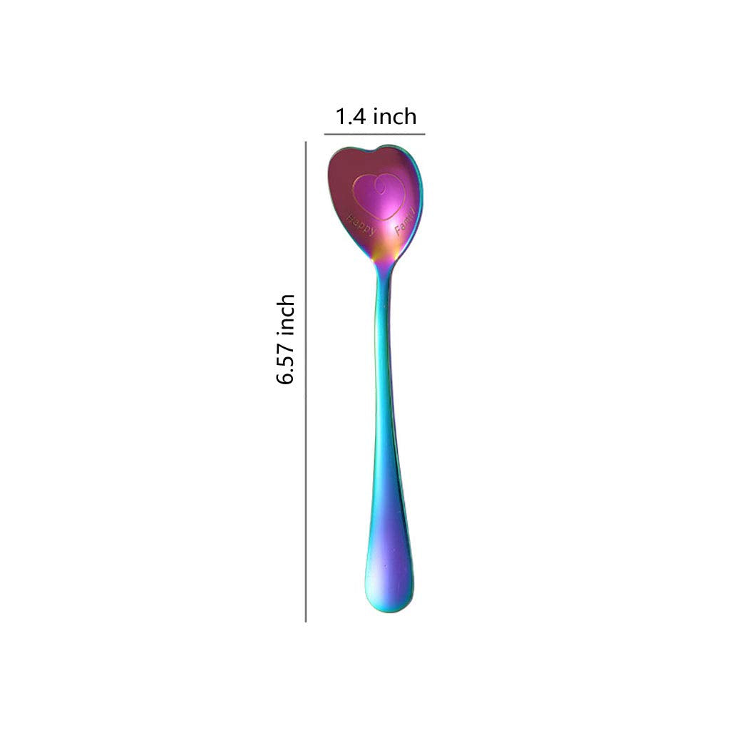 7 Pcs Stainless Steel Spoon, Heart Shaped Spoons, Coffee Spoon,Dessert Spoon, Ice Cream Spoons, Tea Spoons,Love Spoon, Cute Holi