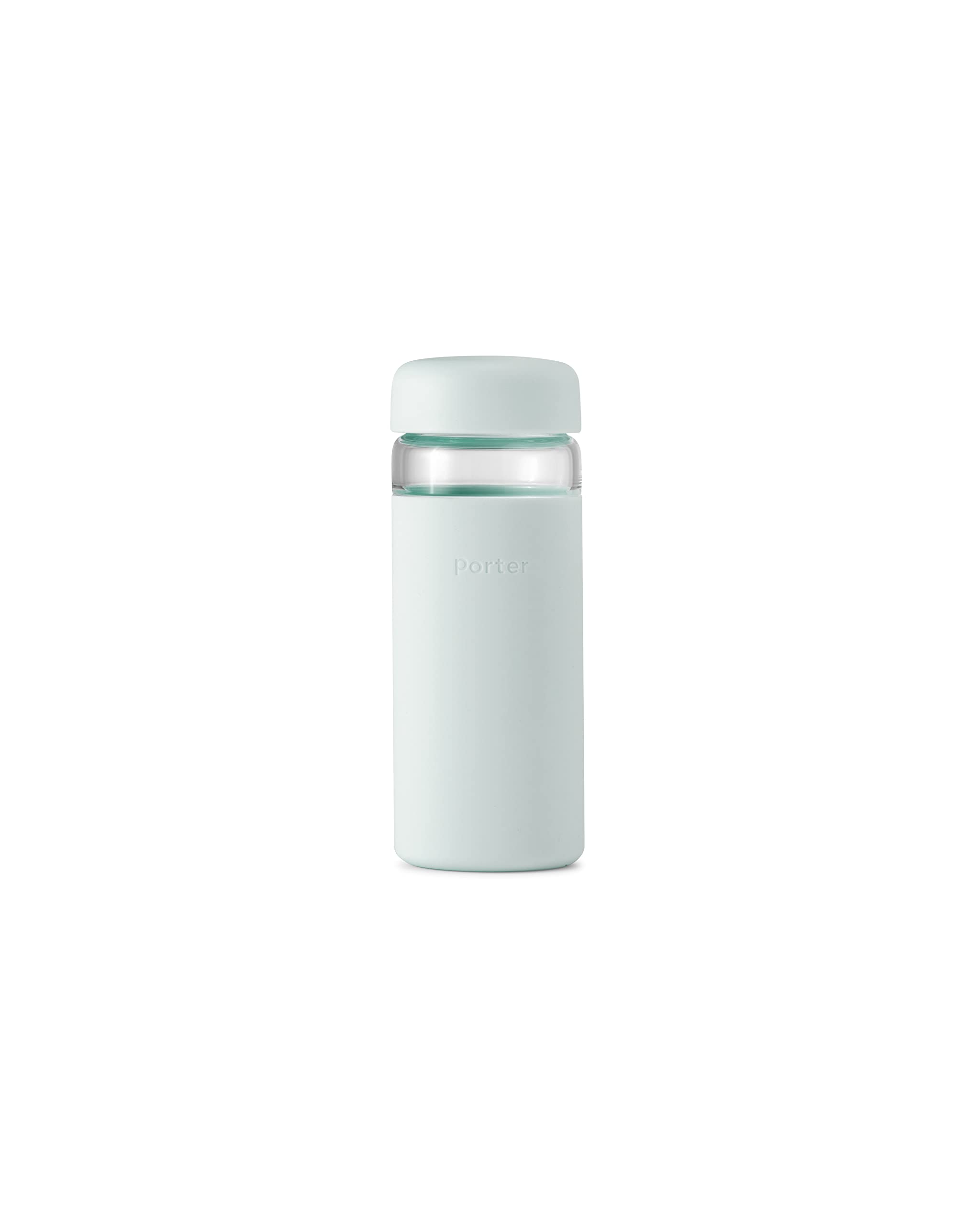 W&P Porter Glass Wide Mouth Bottle W/ Protective Silicone Sleeve  Mint 16 Ounces  On-The-Go  Reusable Bottle  Portable And Light