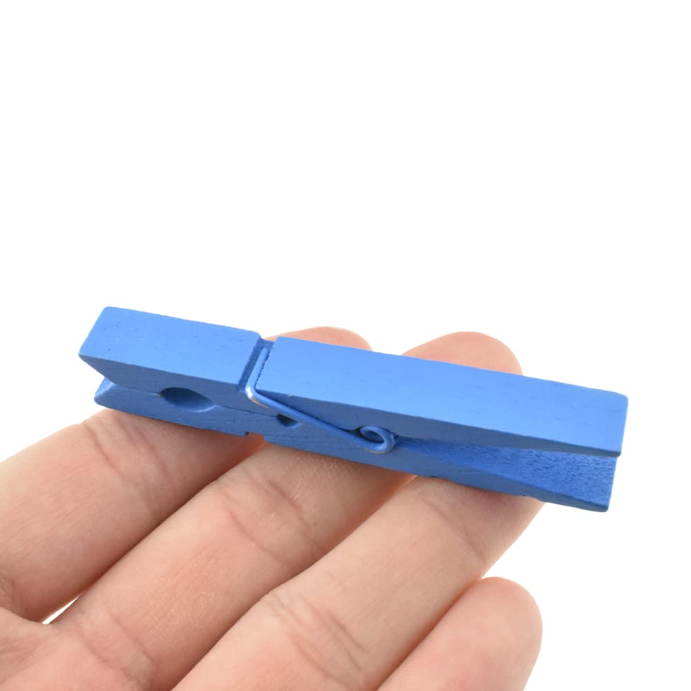 Hahiyo Blue Wooden Clothes Pins Clothespins Small Aviod Fall Apart 2.87 Inches Length 16 Pack Strong Springs No Rust No Discolor
