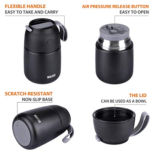 Maxso 2 Pack Soup Thermo For Hot & Cold Food For Kids Adults, Vacuum Insulated Food Jar Thermal Lunch Containers, Travel Food Fl