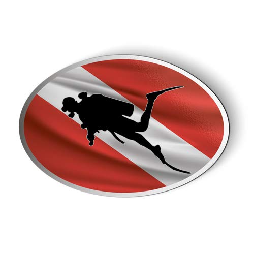 Scuba Diver Flag Oval - Magnet - Car Fridge Locker - Select Size