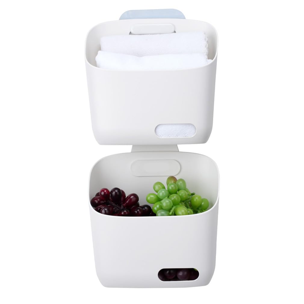 Plastic Hanging Basket Kitchen Storage organizer, Basket with Detachable hook, Hang it behind a door or on a railing, Over the C