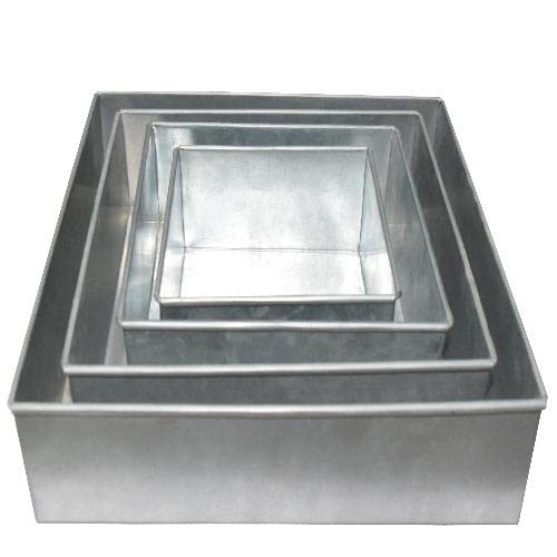 4 Tier Square Multilayer Birthday Wedding Cake Tins - 6'',8'',10'',12'' In (3'' Deep)