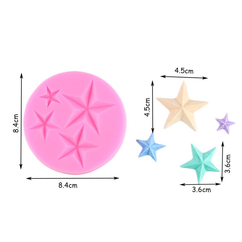 2Pcs 3D Stars Shape Silicone Molds For Diy Fondant Candy Making Chocolate Mold Desserts Ice Cube Gum Clay Biscuit Plaster Resin
