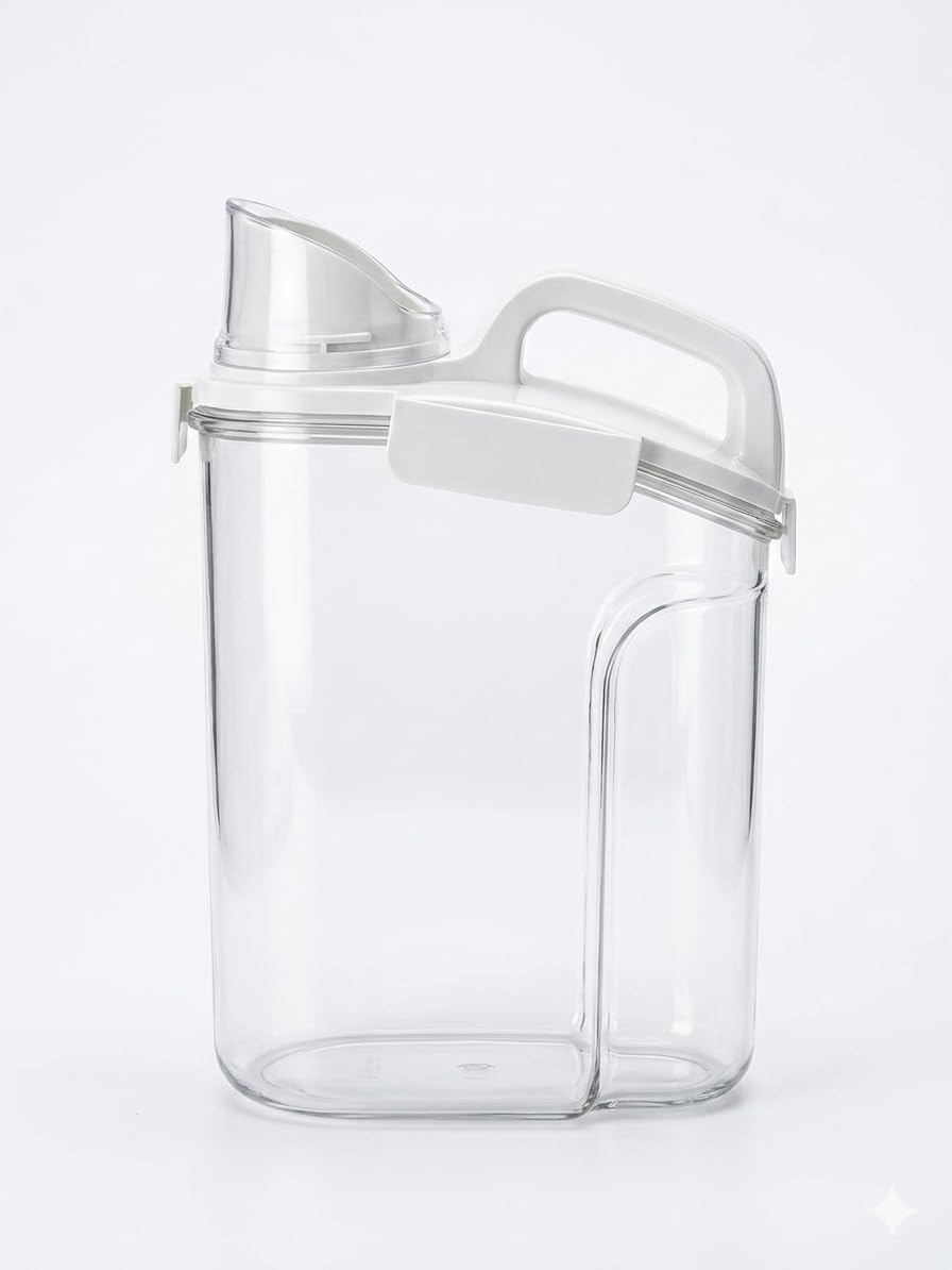 Furret Grain Organizer Large Airtight Grain Jar 2.5L Food Storage Container With Handle And Pour Spout, Lightweight Pantry Organ