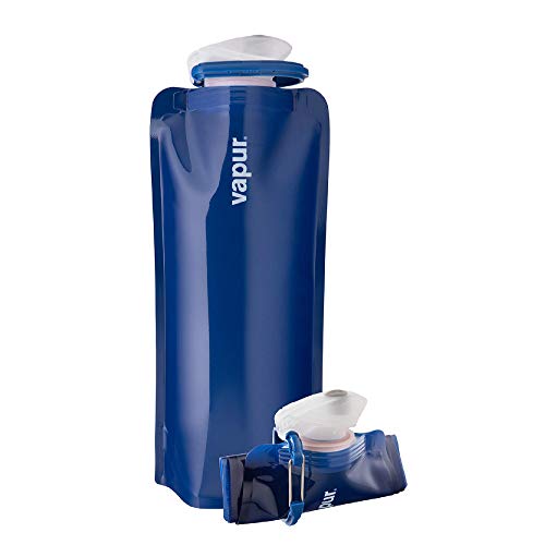 Vapur Flexible, Collapsible Wide Mouth Anti-Bottle With Detachable Carabiner, 34 Ounce, Admiral Blue, Pack Of 1