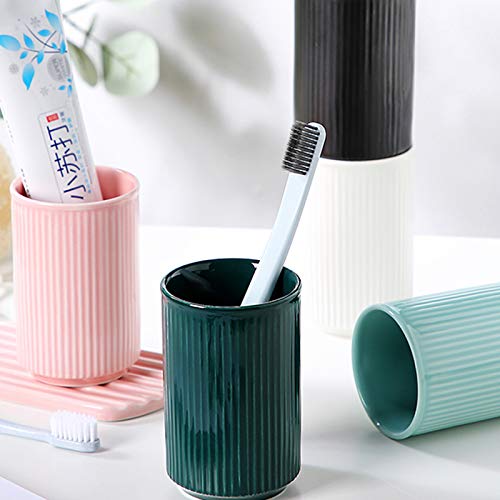 Sizikato 2Pcs Vertical Stripes Porcelain Tumbler Cup,Tooth-Brushing Cup For Bathroom.