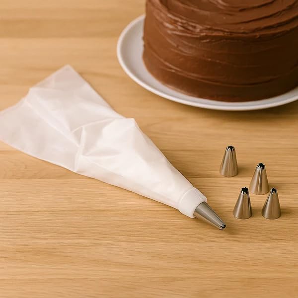 Oblivion Piping Bags With Nozzles Set 2 Pc  Stainless Steel Cake Icing Decoration Tool, Reusable & Washable Piping Bag For Cake