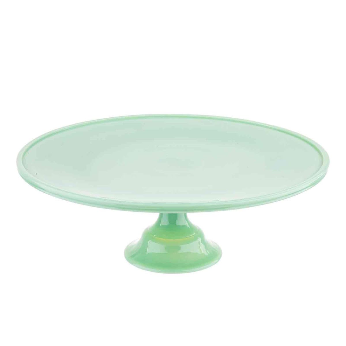 Tablecraft HJCP13 Glass Cake Stand  12.875'' x 4.375''  Green