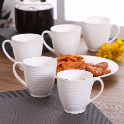 Clay Craft Impression Ceramic Gold Line Coffee Mugs/Tea Cups Set Of 6 Pieces, 200Ml, White (Omega)