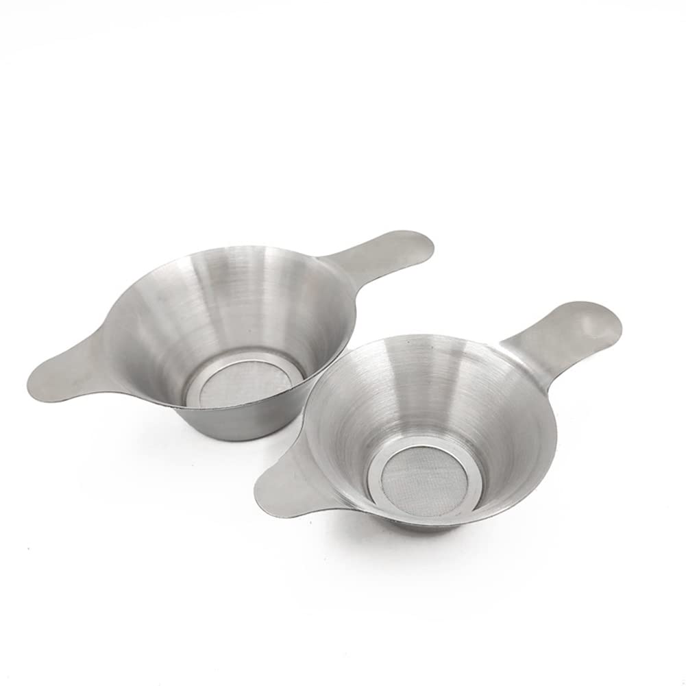 2Pcs Stainless Steel Mini Strainer Fine Mesh Tea Leaf Funnel Tea Filter Infuser Tea Ceremony Accessories With Double Handle, 2 S