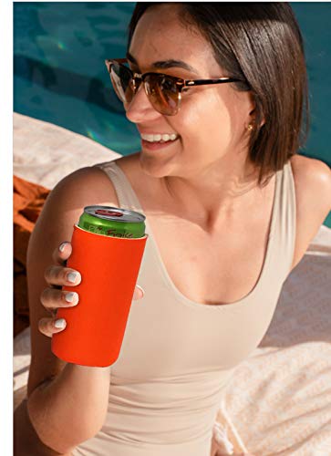 Kropsis Collapsible Slim Can Cooler Sleeves Blank Fabric Scuba Foam (Multi, 12)