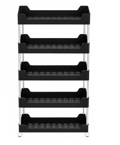 HONEYSHA Kithcen Rack & Fruit & Vegitable Rack 5 Shelf Trey Whit Wheels,Spice Rack & Orgnizer