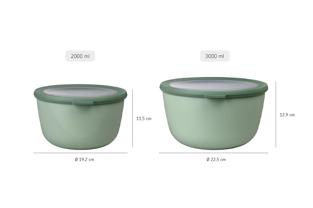 MEPAL  Cirqula Multi Food Storage and Serving Bowl with Lid  Food Prep Container  Nordic Blue  3.2 Quarts (3 Liters  101 ounces)  1 Count