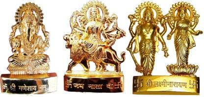 A&S Ventures Gold Plated Durga Ji, Ganesh Ji, Vishnu Laxmi Ji Idol Decorative Showpiece For Pooja, Temple, Gifting, Traditional 