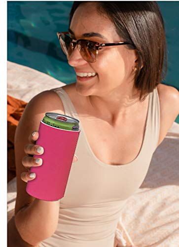 Kropsis Collapsible Slim Can Cooler Sleeves Blank Fabric Scuba Foam (Multi, 12)