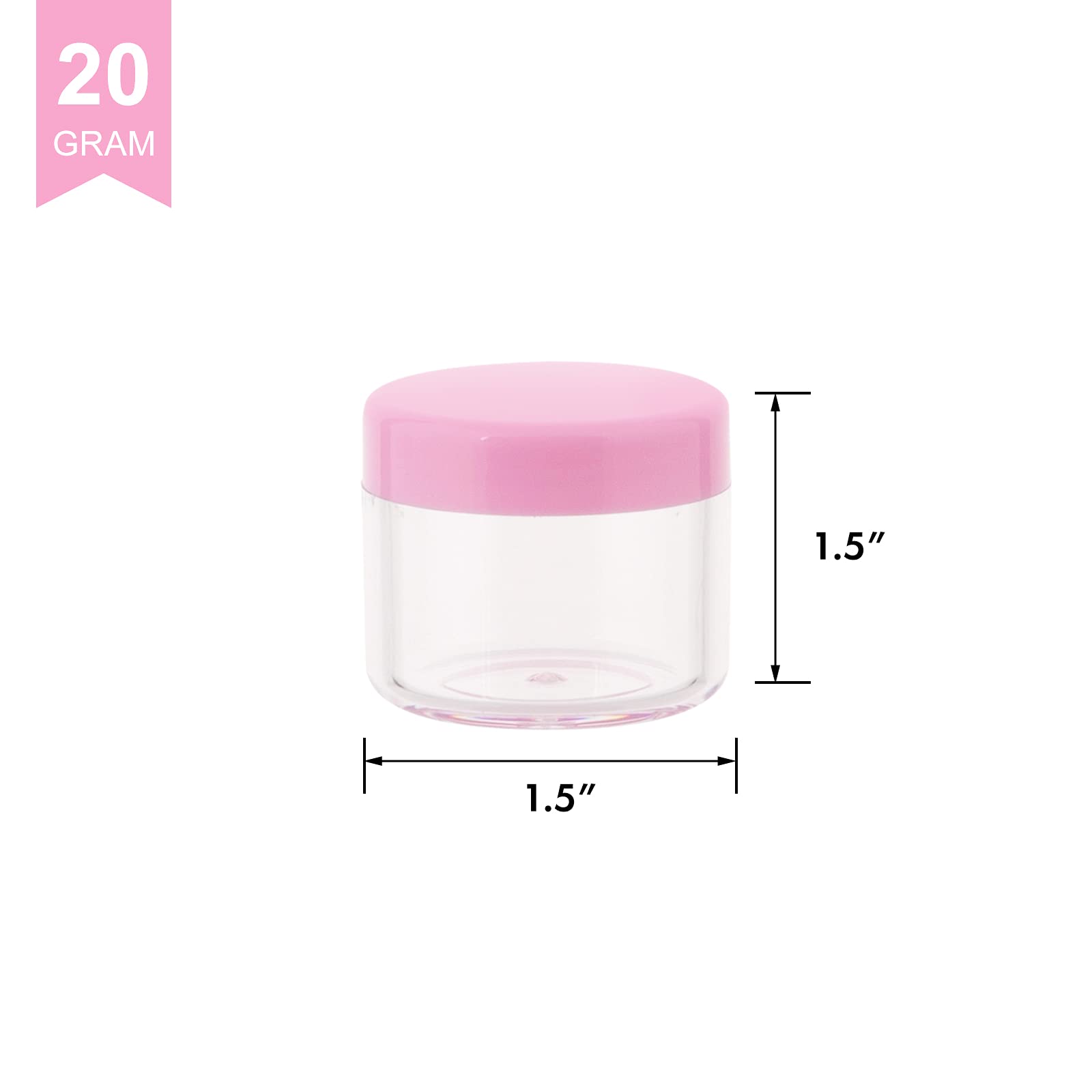 ZEJIA Pink Cosmetic Jars - 20 Pack, 20ml Travel Size Plastic Containers for Lotions, Powders, and Beauty Products