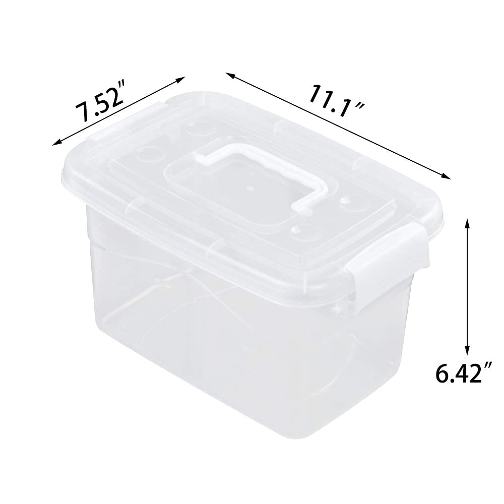 Minekkyes 6-Pack Home Storage Bins, Plastic Container, Latching Box With Handle (White Handle)