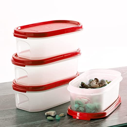 Tupperware. Mm Oval #1 Containers 500 Ml Set Of 4 Pc - Red (Tup)