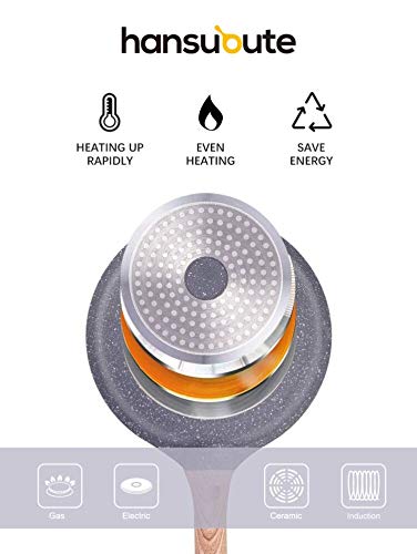 hansubute Nonstick Induction Stone Frying Pan with Soft Touch Handle Children Protection Function (9.5inch)