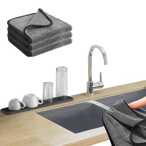 Dovmewo Shiny Wipes Shower Cleaning Cloths, 3Pcs Shiny Bath Drying Towel, Super Absorbent Microfiber Bath Towels, Microfiber (15